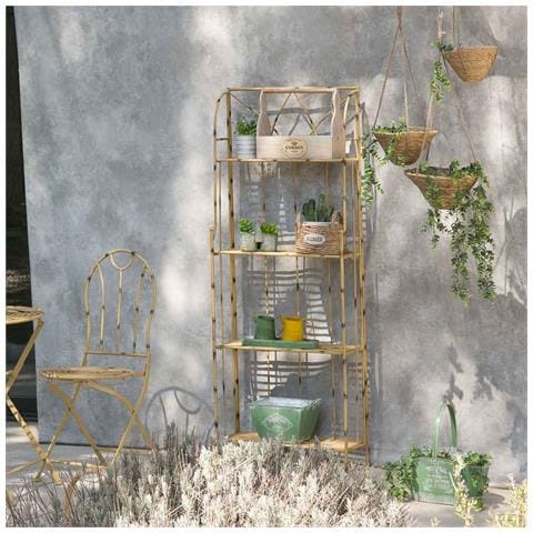 Scaffale In Ferro Battuto Giallo 60x28x160h - Foto 2