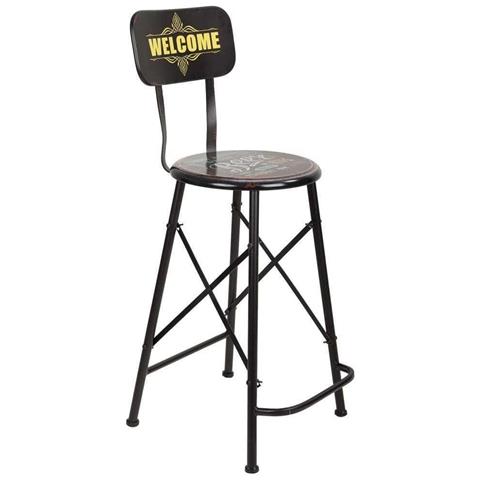 Sgabello Alto In Metallo Nero 46x40x100h - Foto 1