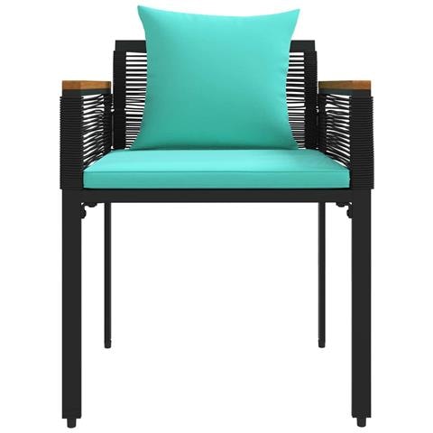 Set di Mobili da Esterno 4 pcs Nero e Turchese Rattan in PE - Foto 9
