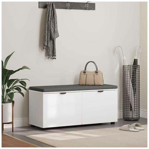 Panca per ingresso con cuscino Bianco 100 x 38 x 46 cm - Foto 2