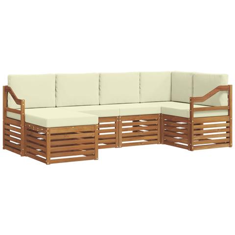 Set divani 6 pcs Naturale e Crema Legno di Acacia Massello - Foto 1