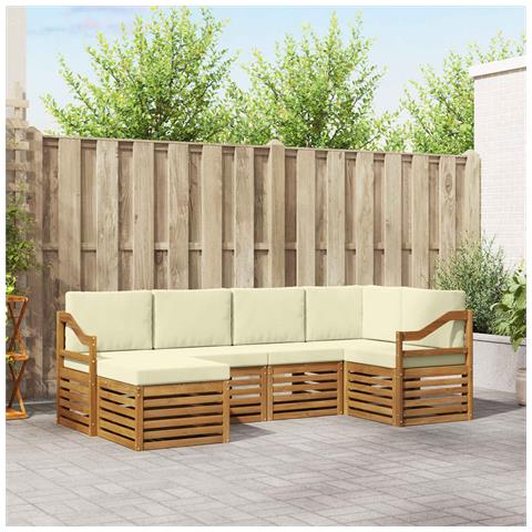 Set divani 6 pcs Naturale e Crema Legno di Acacia Massello - Foto 2