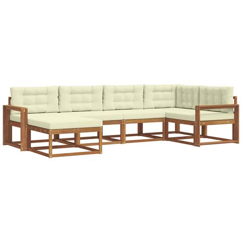 Set di divani da esterno con cuscino 6 pcs Naturale e Crema - Foto 1