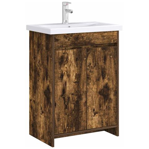 Mobiletto da Bagno Sotto Lavabo Rovere Fumo 56 x 37,5 x 81 cm - Foto 2