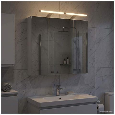 Mobiletto per specchio da bagno Bianco 70 x 14,5 x 70 cm - Foto 2