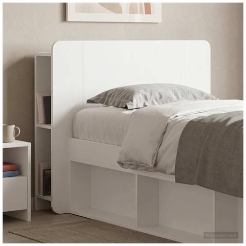 Testata del letto Bianco Lucido Legno ingegnerizzato - Foto 8
