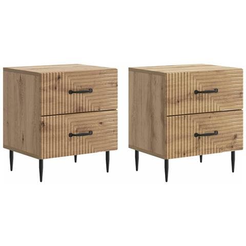 Armadio da Notte 2 pcs Rovere Artigianale 43 x 34,5 x 47,5 cm - Foto 1