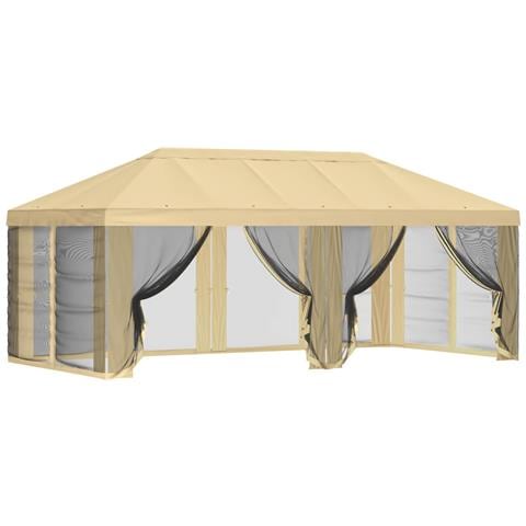 Copertura Gazebo con Pareti Laterali 6 x 3 m Crema Poliestere - Foto 1