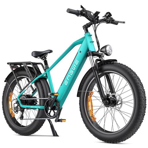 E26 Bici a pedalata assistita con sospensione anteriore e sella, pneumatici da neve 26 '', batteria 48V 16Ah, freni a disco idraulici, autonomia circa 140 km, colore verde - Foto 1