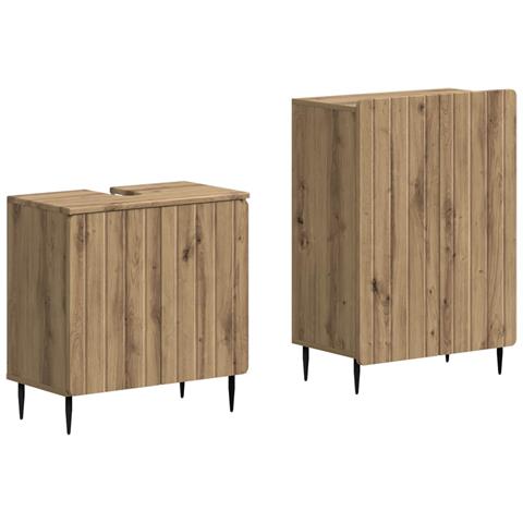 Set di Armadi da Bagno da 2 Pezzi ZWOLLE Rovere Artigianale - Foto 1