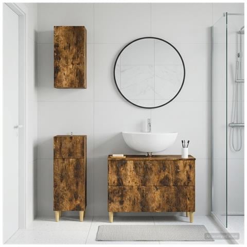 Set di armadietti da bagno in 3 pezzi DELFT Rovere Fumo - Foto 2