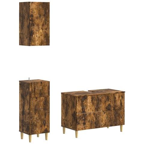 Set di armadietti da bagno in 3 pezzi DELFT Rovere Fumo - Foto 1