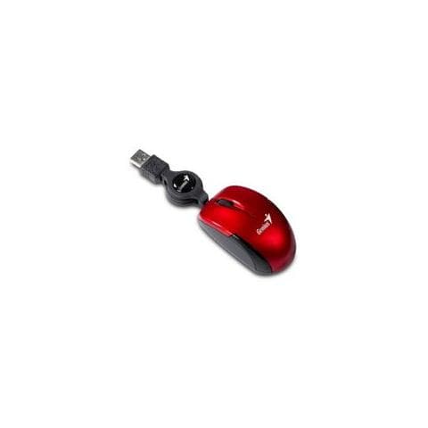 MOUSE GENIUS "MicroTraveler" 3 tasti 1200dpi con cavo USB Retrattile, Ruby - Foto 1