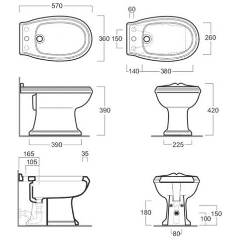 Bidet Con Brida A Pavimento In Ceramica Simas Arcade Ar823 - Foto 2