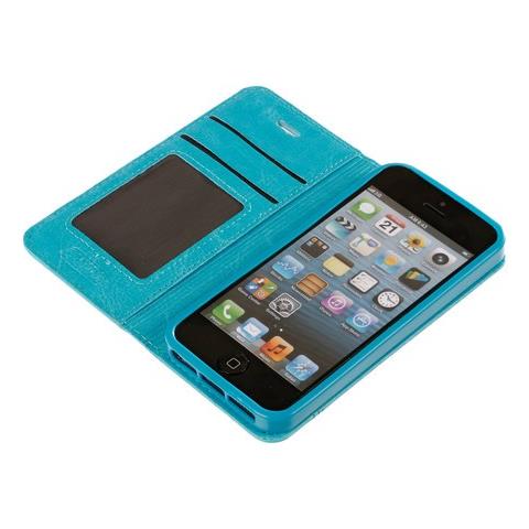 Wallet Folio Case, Cover A Libro - Apple Iphone 5 / 5s / Se - Turchese - Foto 3