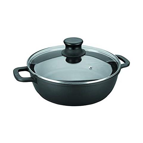 25835- Casseruola Bassa Di Alluminio Pressofuso, Diametro 36 Cm, Coperchio Di Vetro - Foto 2