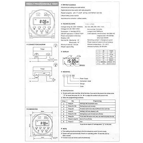 Interruttore Di Alimentazione Lcd Digitale Programmabile Settimanale Del Temporizzatore Rel Cn101a Dc 24v 16 Amp Spst - Foto 4