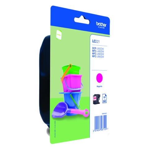 LC-221MBP, Rosa, Magenta, Standard, , DCP-J562DW / MFC-J480DW / MFC-J880DW, Ad inchiostro - Foto 1