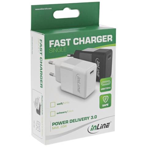 Caricabatterie Usb Pd Usb Tipo C Singolo Usb, Alimentazione, 20w, Nero - Foto 1