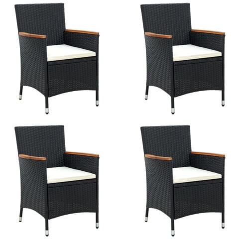 Sedie Da Pranzo Per Giardino 4 Pz In Polyrattan Nero - Foto 1