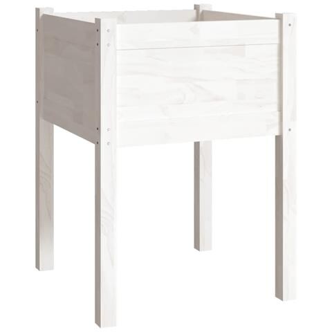 Fioriera Da Giardino Bianca 50x50x70 Cm Legno Massello Di Pino - Foto 2