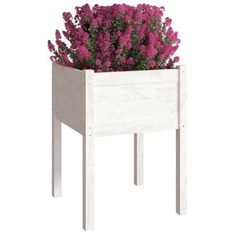 Fioriera Da Giardino Bianca 50x50x70 Cm Legno Massello Di Pino - Foto 7