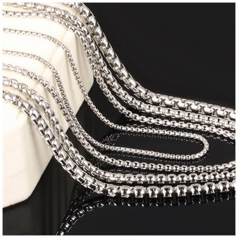 Collana A Catena Da Uomo In Acciaio Al Titanio Argento 60 Cm - Foto 10