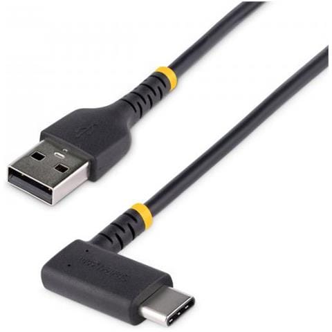 Cavo da USB-A a USB-C a 90° da 15 cm - Cavetto di Ricarica Veloce USB Tipo C per uso intensivo - Cavo Dati da USB 2.0 Type-A a Type-C in Resistente Fibra Aramidica - Cavo USB Corto da 3A - Nero - Foto 1
