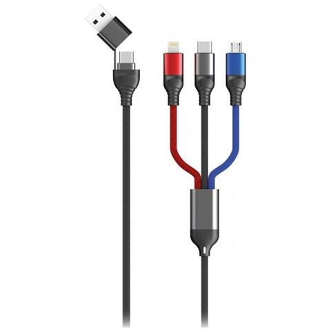 797361 Cavo Usb 1,2 M Usb A /usb C Usb C /micro-usb B /lightning Nero, Blu, Grigio, Rosso - Foto 1