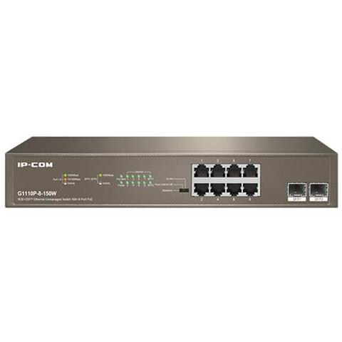 Switch G1110P-8-150W Non Gestito con 8 porte Ethernet 10/100/1000 Base-T PoE + 2 porte SFP 100/1000 Base-X Colore Grigio - Foto 1