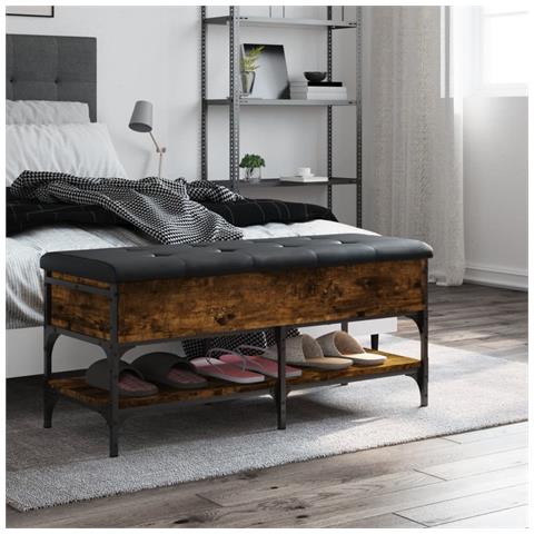 Panca Porta Scarpe Rovere Fumo 102x42x45 Cm Legno Multistrato - Foto 3