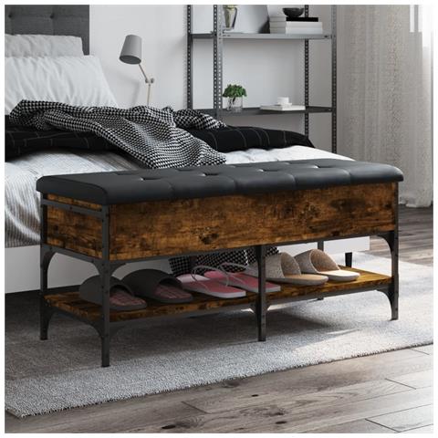 Panca Porta Scarpe Rovere Fumo 102x42x45 Cm Legno Multistrato - Foto 1
