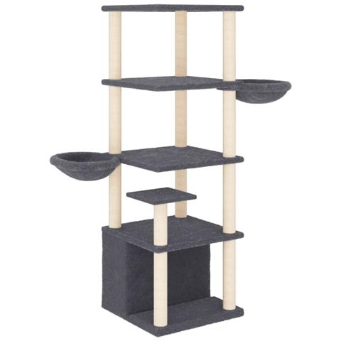 Albero Per Gatti Con Tiragraffi In Sisal Grigio Scuro 147 Cm - Foto 1