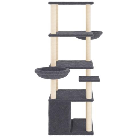 Albero Per Gatti Con Tiragraffi In Sisal Grigio Scuro 147 Cm - Foto 3