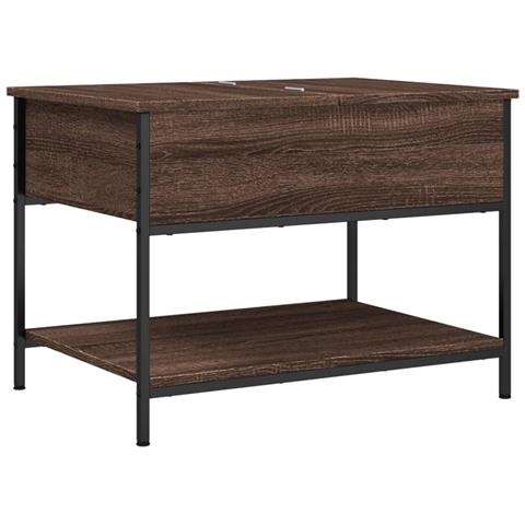 Tavolino Salotto Rovere Marrone 70x50x50cm Multistrato Metallo - Foto 2