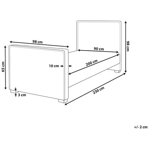 Letto Singolo Velluto Grigio 90 X 200 Cm Teenie - Foto 8