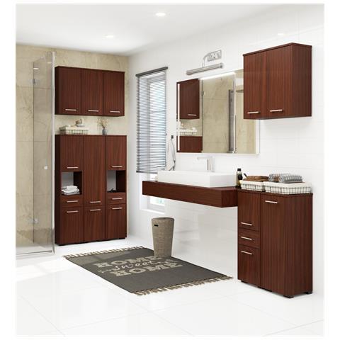 Mobile da Bagno FIN, 2 ante e 1 cassetto, 30x30x85 cm, Colore Weng? - Foto 5