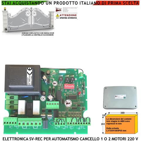 Centralina Di Comando Per Cancello 2 Ante 230 V Tempi E Funzione Programmabili Forza Regolabile. Ricevente Radio Alime - Foto 1