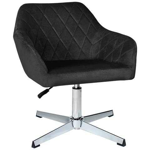 Poltrona Ufficio Regolabile In Altezza In Velluto Nero, Poltrona Girevole Mod. Louise - Foto 1