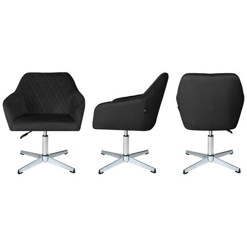 Poltrona Ufficio Regolabile In Altezza In Velluto Nero, Poltrona Girevole Mod. Louise - Foto 6