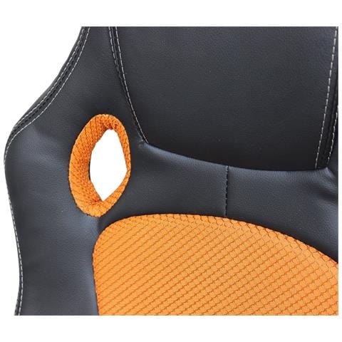 Poltrona Da Ufficio E Gaming Ergonomica In Pelle Nera E Tessuto Arancione Stark - Foto 6