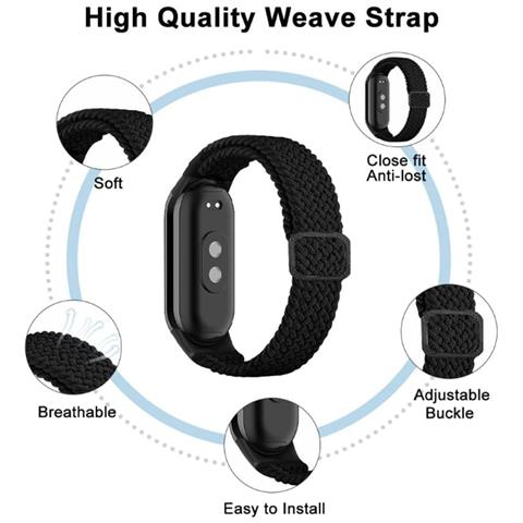 Cinturino Xiaomi Band 8 Active - Nylon Traspirante Black - Foto 3