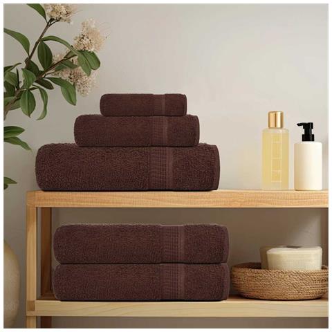 Asciugamani Doccia 2 Pz Marrone 70x140 Cm 360 G /m 100% Cotone - Foto 3