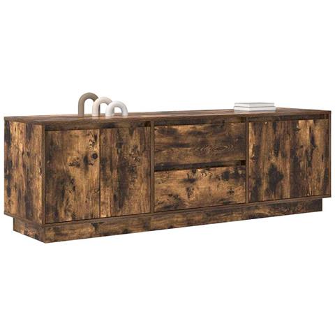 Mobile Porta TV con Luci LED Rovere Fumo 160,5x41x50 cm - Foto 2