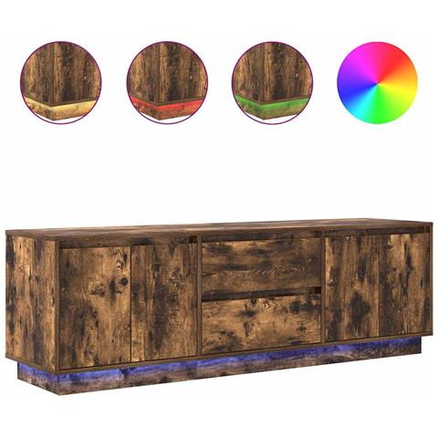 Mobile Porta TV con Luci LED Rovere Fumo 160,5x41x50 cm - Foto 1