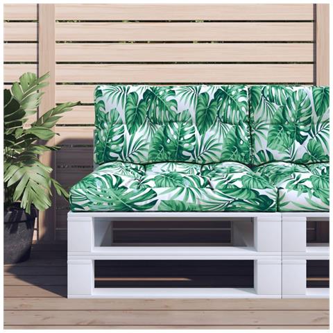 Cuscino Per Pallet Con Motivo A Foglie 80x40x12 Cm In Tessuto - Foto 1