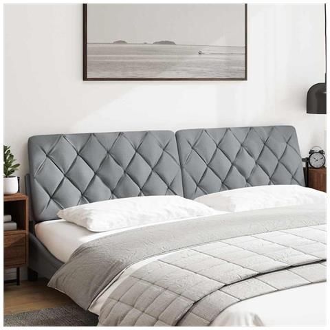 Cuscino Testiera Grigio Chiaro 200 Cm In Tessuto - Foto 2