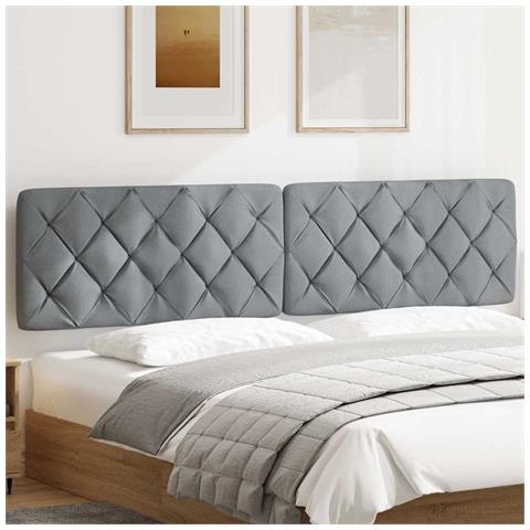 Cuscino Testiera Grigio Chiaro 200 Cm In Tessuto - Foto 3