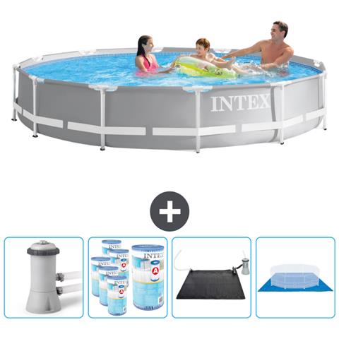 Piscina Fuori Terra - In Giro - 366x366x76 Cm - Grigio - Include Accessori Coordinati Cb91 - Foto 1