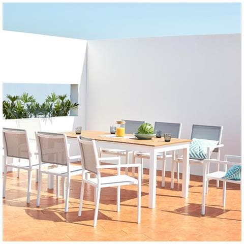 Madeira Tavolo Da Giardino Allungabile A 8 Posti In Alluminio E Legno - Foto 8